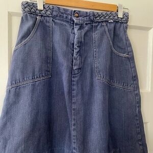 Vintage Blue Denim Midi Skirt